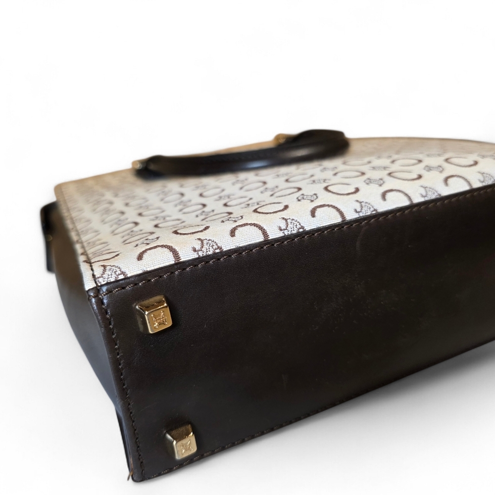 CELINE Triomphe Macadam Structured Tote Bag Cream White Monogram Canvas Vintage - Picture 6 of 12